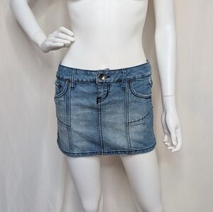 Y2K Distressed Acid Wash Denim Micro Mini Skirt